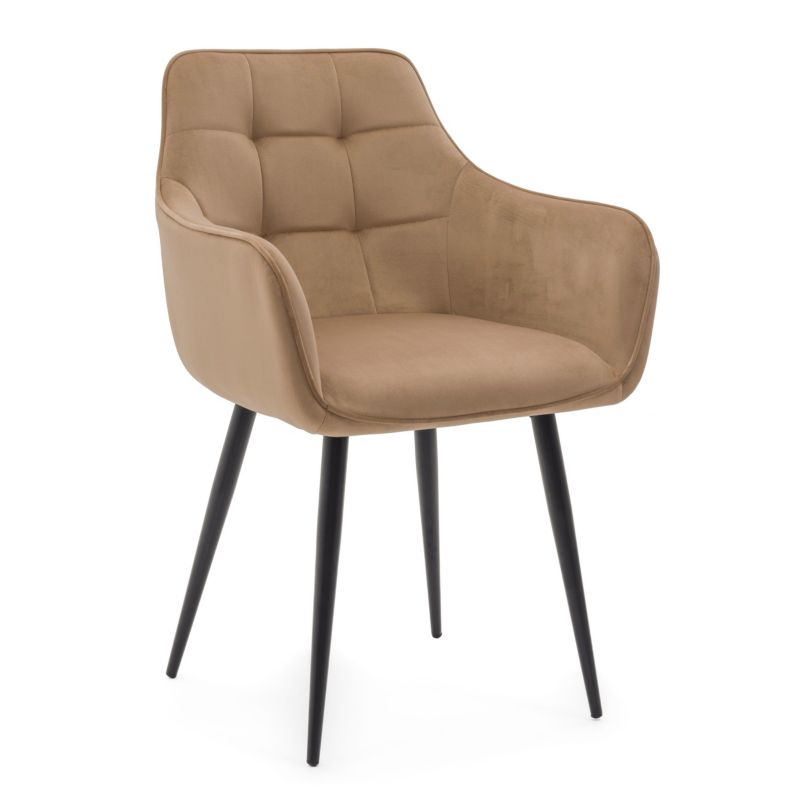 Krzesło tapicerowane New Home GALLO beżowe pikowane welurowe bluvel z podłokietnikami 1 szt.