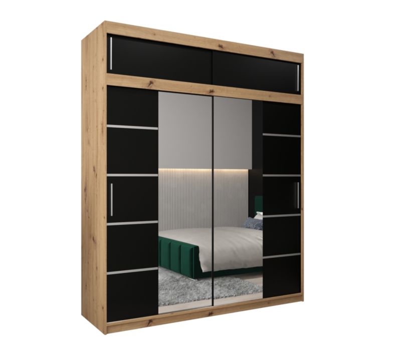 Szafa przesuwna Abiks Verona 4 200 artisan + czarny z nadstawką 1 szt.