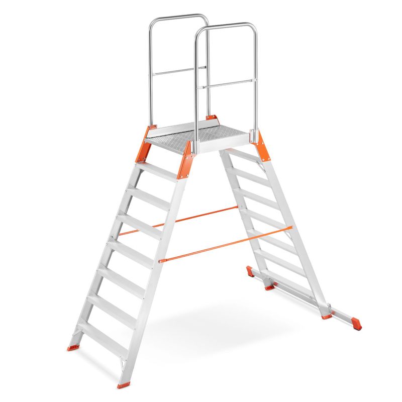 Drabina aluminiowa magazynowa mostek podest dwustronny 7 stopni 3,50m TUV 1 szt.