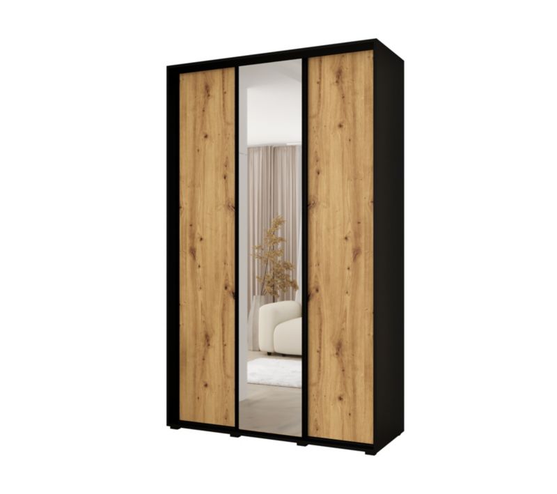 Szafa przesuwna MINIO go for it VADO 3 60 x 150 cm, czarny /dąb artisan/czarny 1 szt.
