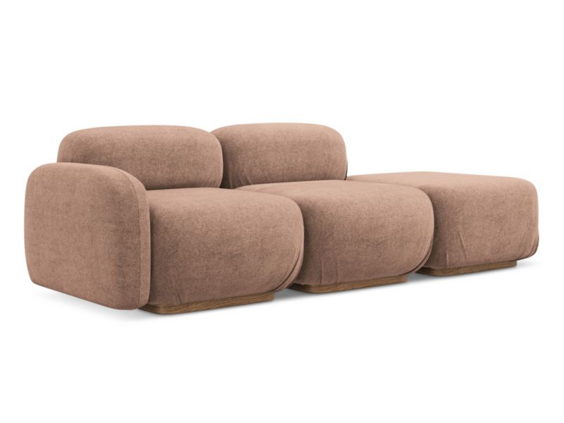 Modułowa sofa 3-osobowa LaMiaSofa CATANIA z tkaniny bouclé 258x95 cm brudny róż 1 szt.