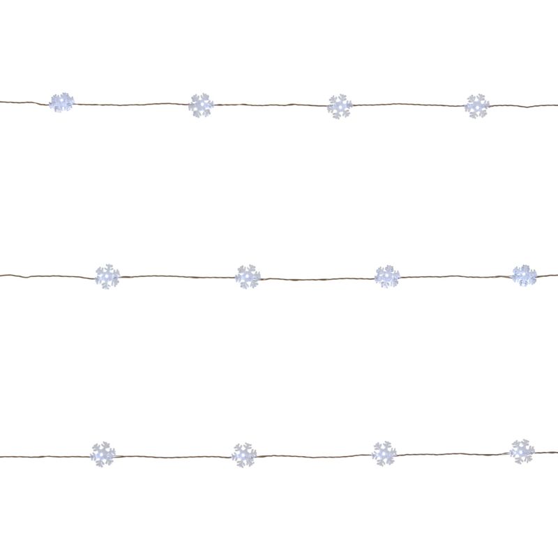Lampki 100 LED na baterie płatki śniegu barwa zimna biała