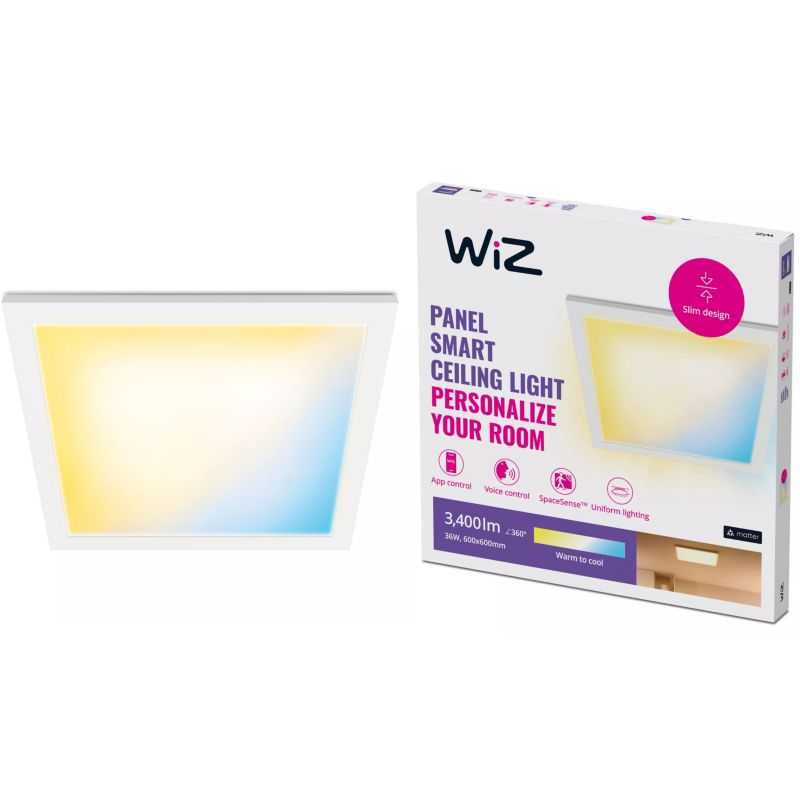 Panel LED WiZ Lampa Sufitowa Natynkowa 36W 3400lm 2700-6500K TW 60 x 60 cm Inteligentna Smart WiFi Bluetooth Aplikacja 1 szt.
