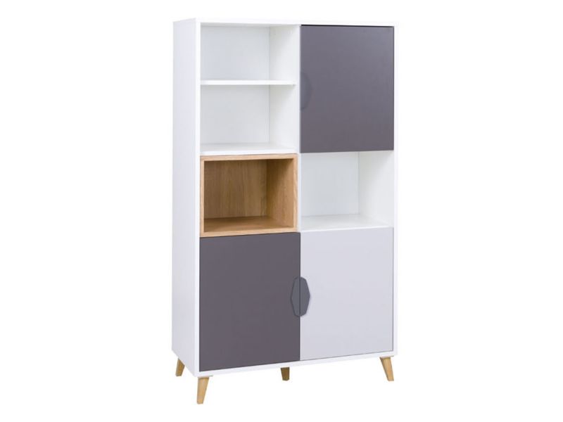 Regał MIRJAN 24 Joker 6 biały + grafit / szary / dąb lefkas 1 szt.