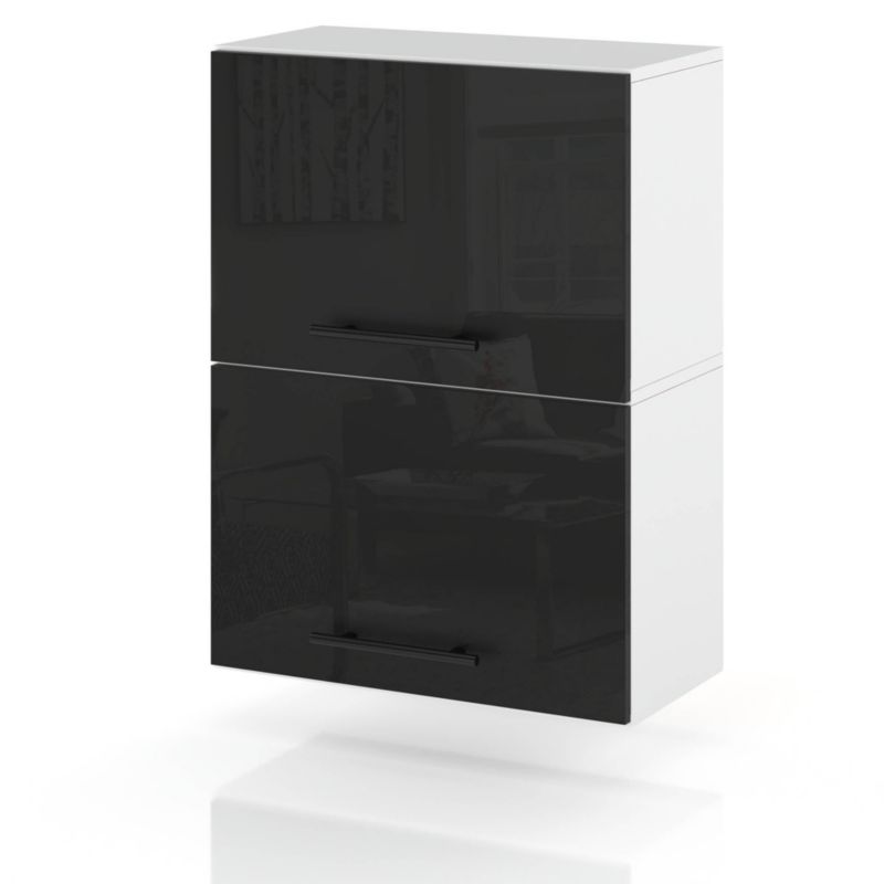 Szafka Kuchenna Hurtownia-Mebli Wisząca Klapowa W50K sPremium 50cm Biały Mat Czarny Połysk 50x32x72 cm 1szt.