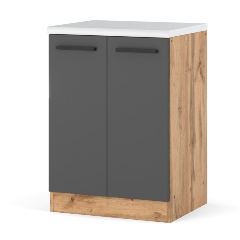 Szafka Kuchenna Hurtownia-Mebli Stojąca Blanka dolna D60 60cm Dąb Wotan Szary Mat 60x47x85 cm 1szt.