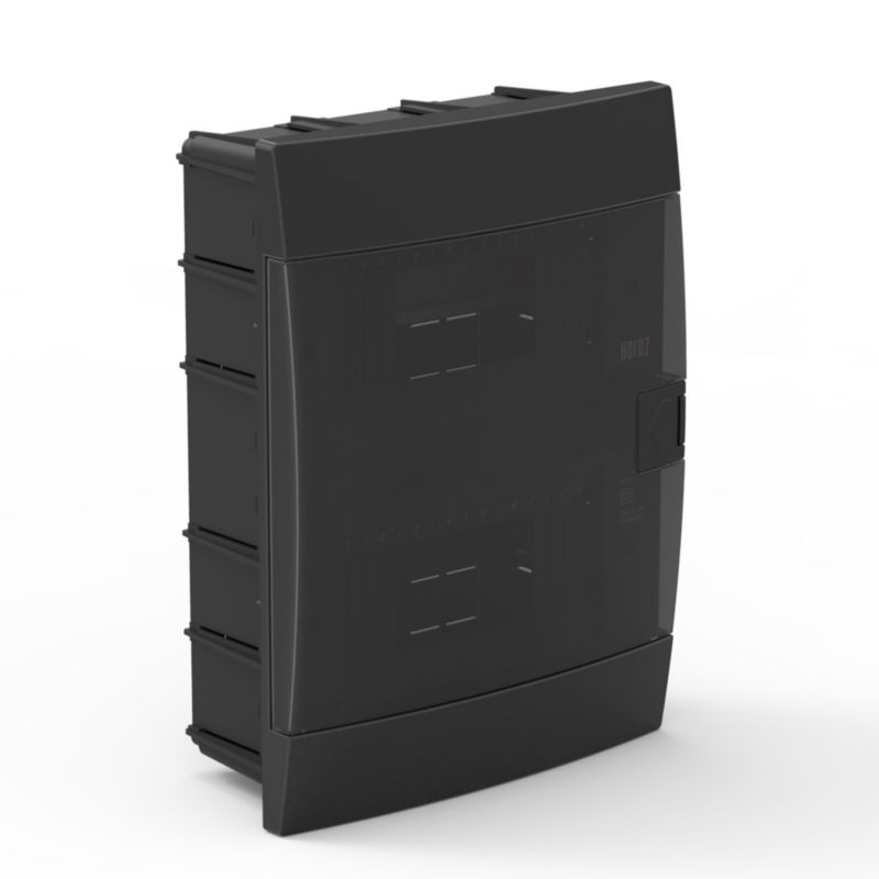 Rozdzielnica podtynkowa HOROZ 16-modułowa czarna dymna 215x290,5x110mm