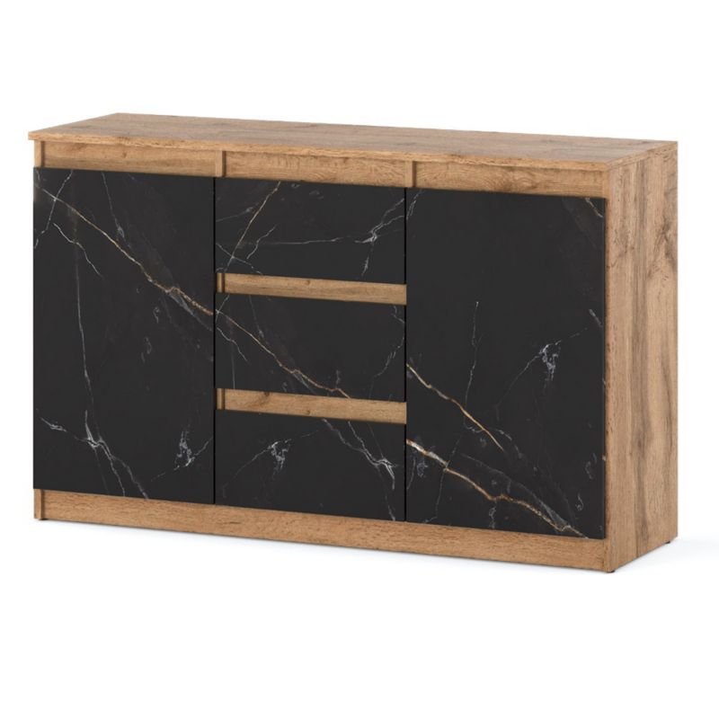 Komoda Hurtownia-Mebli Szuflady 3 Agnes 2D3SZ 120cm Dąb Wotan San Sebastian 120x35x75 cm 1szt.