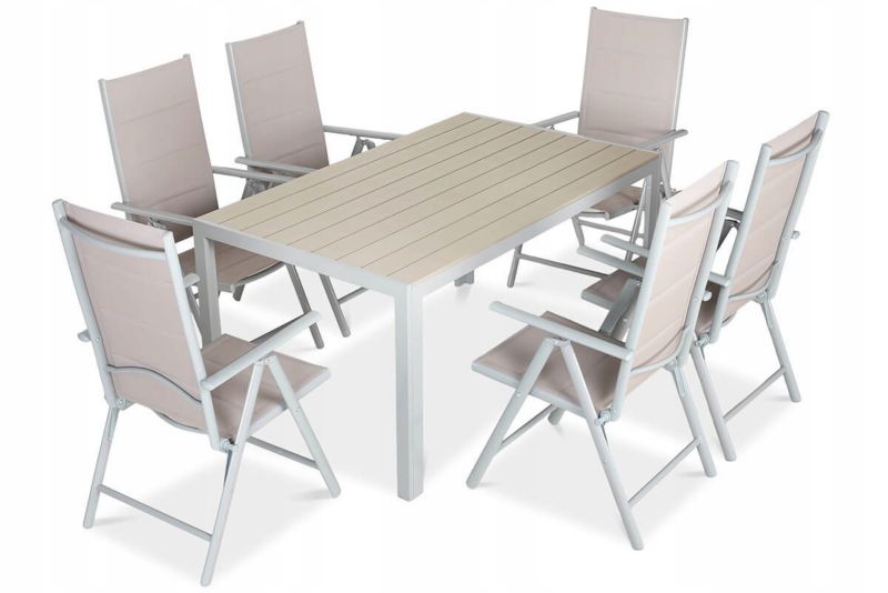 Zestaw Mebli Ogrodowych Focus Garden Jadalnianych SYDNEY Stół 150cm 6x Krzesło na Taras 1 kpl