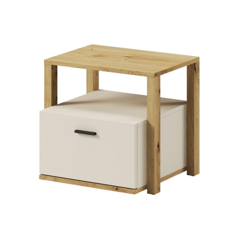 Szafka nocna z szufladą Bettso Sonny nowoczesna do pokoju młodzieżowego beżowy dąb artisan 1szt.