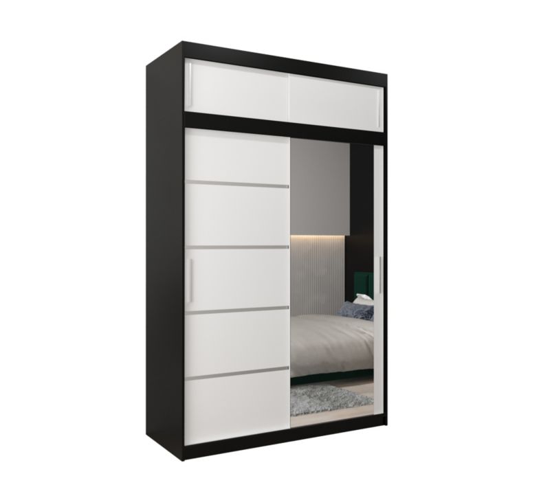 Szafa przesuwna Abiks Verona 2 150 czarny + biały z nadstawką 1 szt.