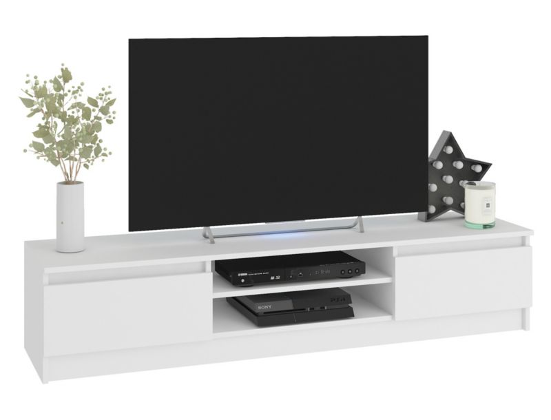 Szafka RTV Akord Biała 240 cm Zestaw z 2x szafka wisząca 4 drzwi kolor Biały mat 8 półek 240x40x140 cm 1 zestaw