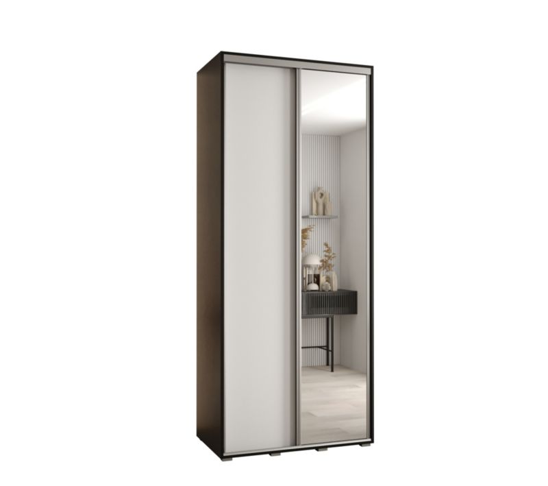 Szafa przesuwna Abiks DAVOS 3 wysoka szer.100cm gł.60cm czarny/biały/srebrny 1szt.