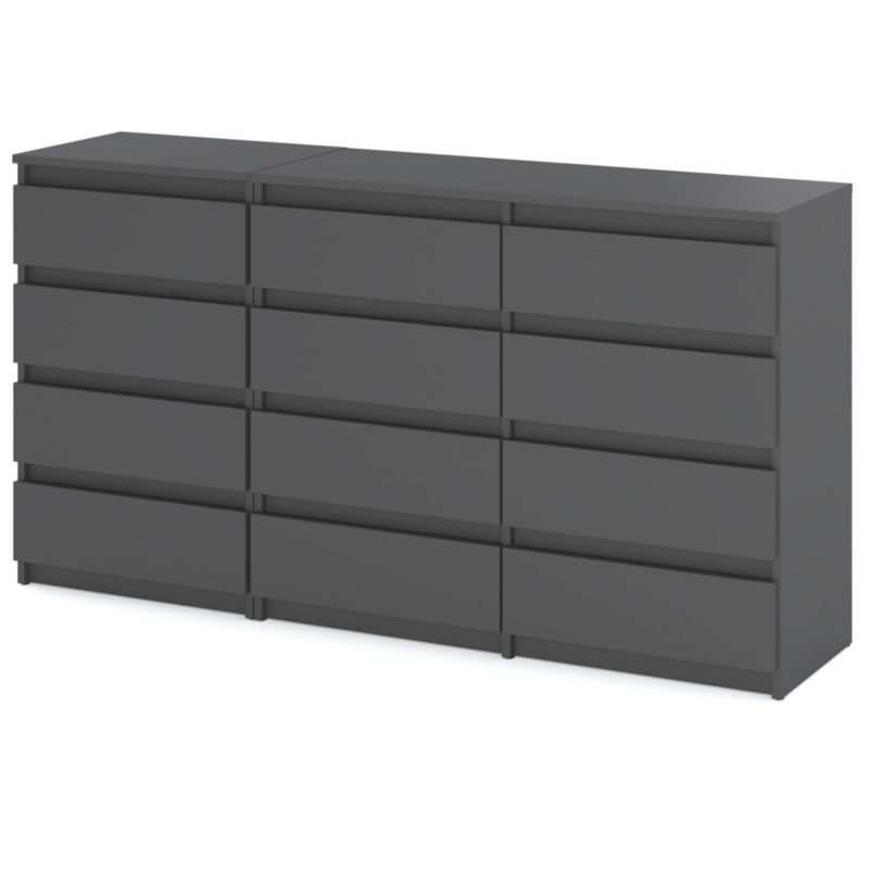 Komoda Hurtownia-Mebli Szuflady 12 Zestaw komód Hugo 84 180cm Szary Mat Szary Mat 180x33.5x92.5 cm 1szt.