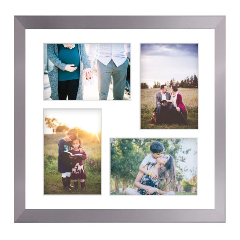 Ramka kwadratowa na 4 zdjęcia Hekla 34x34x4 MDF galeria srebrny 1szt.