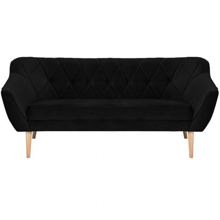 Sofa trzyosobowa Bettso Caro z pikowanym oparciem w stylu skandynawskim czarny 1szt.