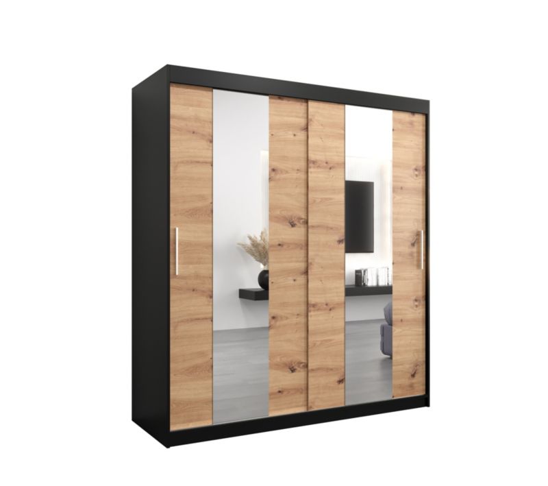 Szafa przesuwna Garderoba Abiks POLE 180 czarny/artisan 1 szt.