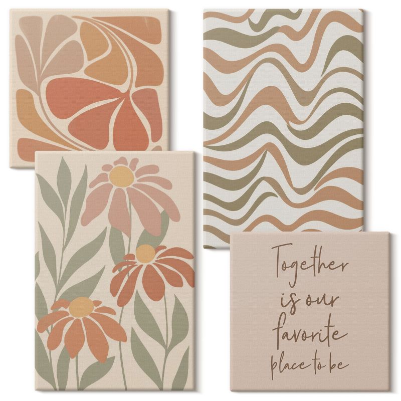 Kolekcja Obrazów Na Płótnie Wallfluent Kwiaty pastelowe abstrakcje 4 szt.