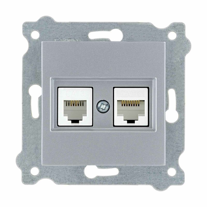 Gniazdo EXEN komputerowe kat.6 + gniazdo telefoniczne Srebrny 1 szt.