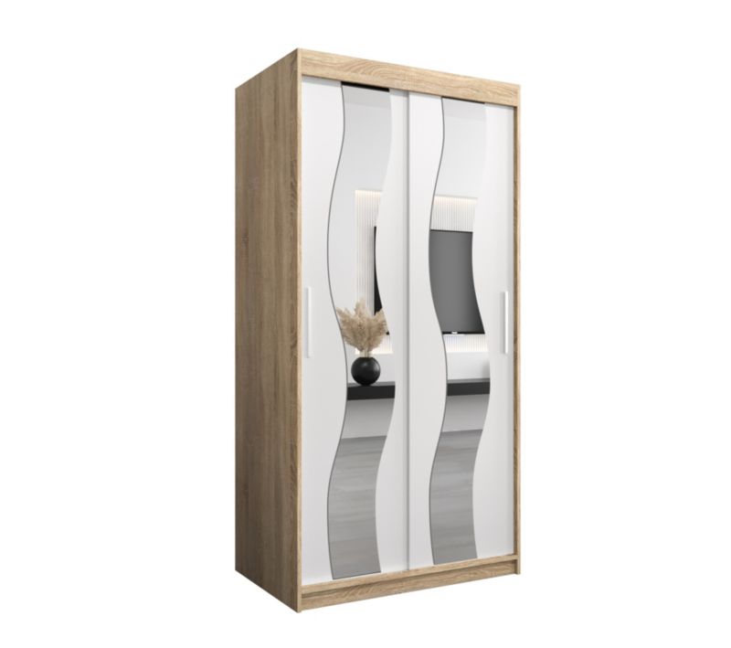 Szafa przesuwna Abiks SEWILLA 100 dąb sonoma + biały mat 1 szt.