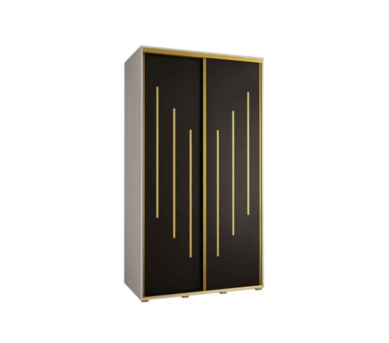 Szafa przesuwna Abiks DAVOS 8 wysoka szer.130cm gł.60cm biały/czarny/złoty 1szt.
