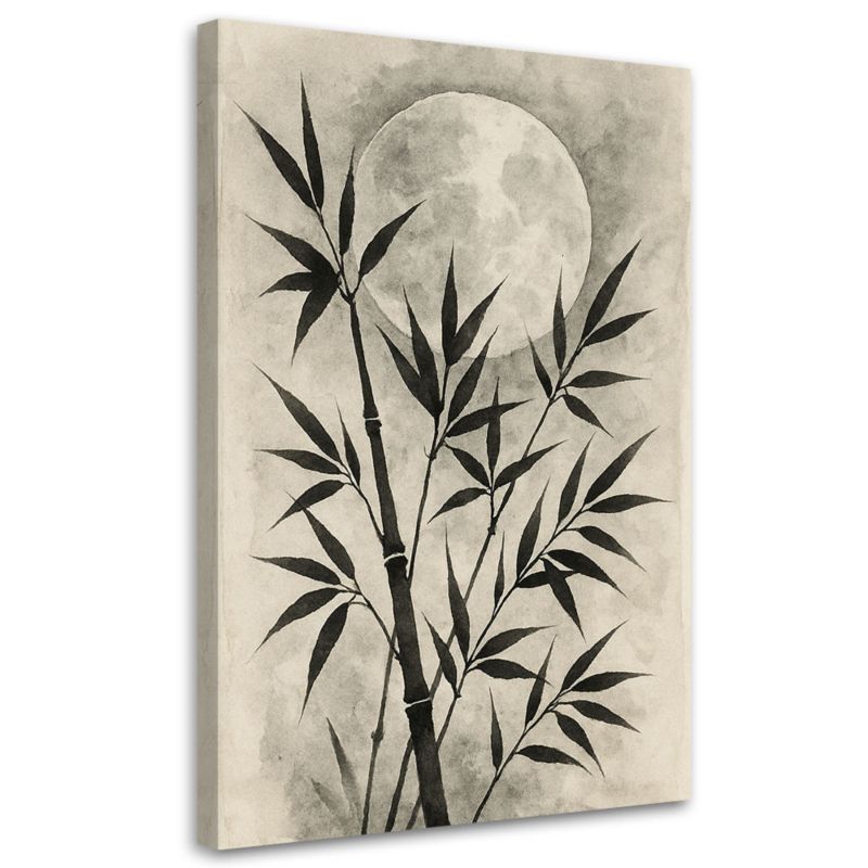 Obraz do salonu sypialni Feeby Bambus Księżyc Akwarela Sepia Natura 60x90cm 1szt