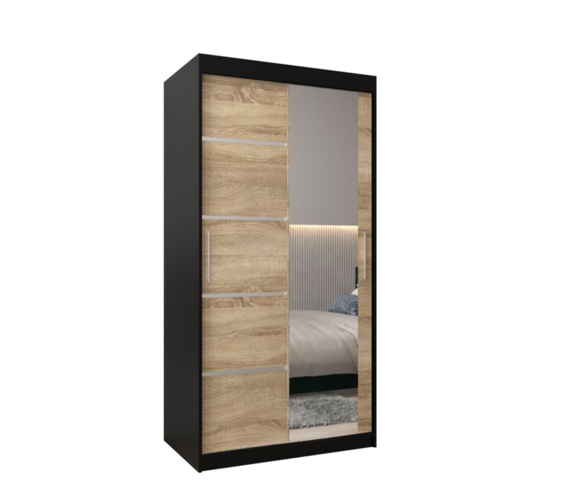 Szafa przesuwna Garderoba Abiks Verona 2 100 czarny + sonoma 1 szt.