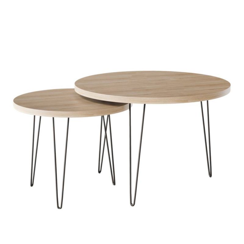 Stolik kawowy KOLM okrągły fi 68 cm i fi 50 cm LAPP Dąb Sonoma 1szt.