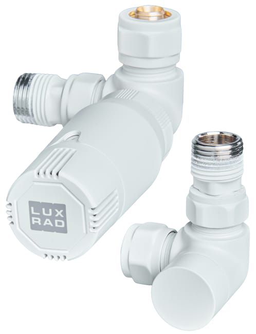 Zestaw termostatyczny osiowo prawy (głowica w lewo) LUXRAD biały 1 kpl