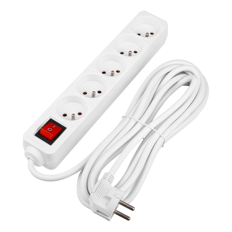 Przedłużacz listwa zasilająca MasterLED Silo 5 gniazd 5m włącznik uziemienie biały 1 szt.