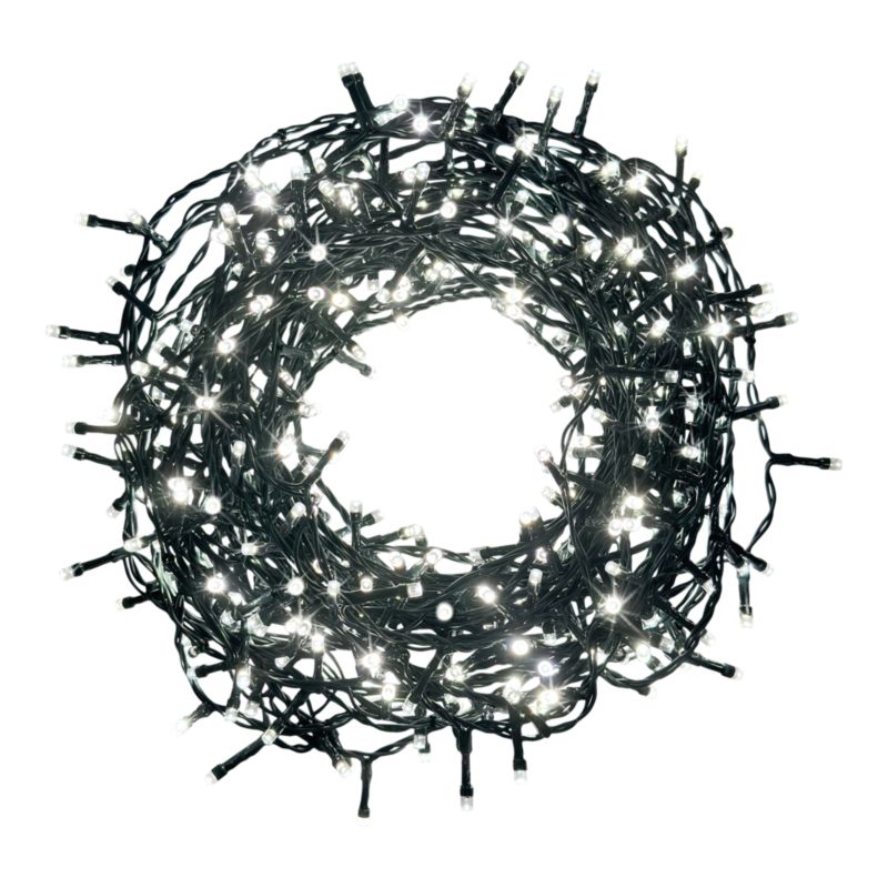 Lampki 400 LED łańcuch zimny biały zielony kabel