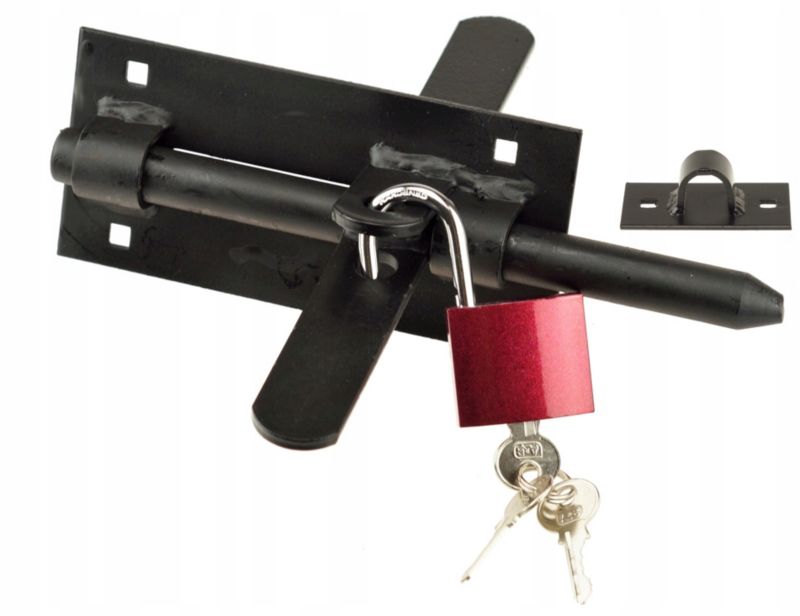 Zasuwa FEINZ Zasuwka Dwustronna Drzwi Czarna + Kłódka 1 szt.