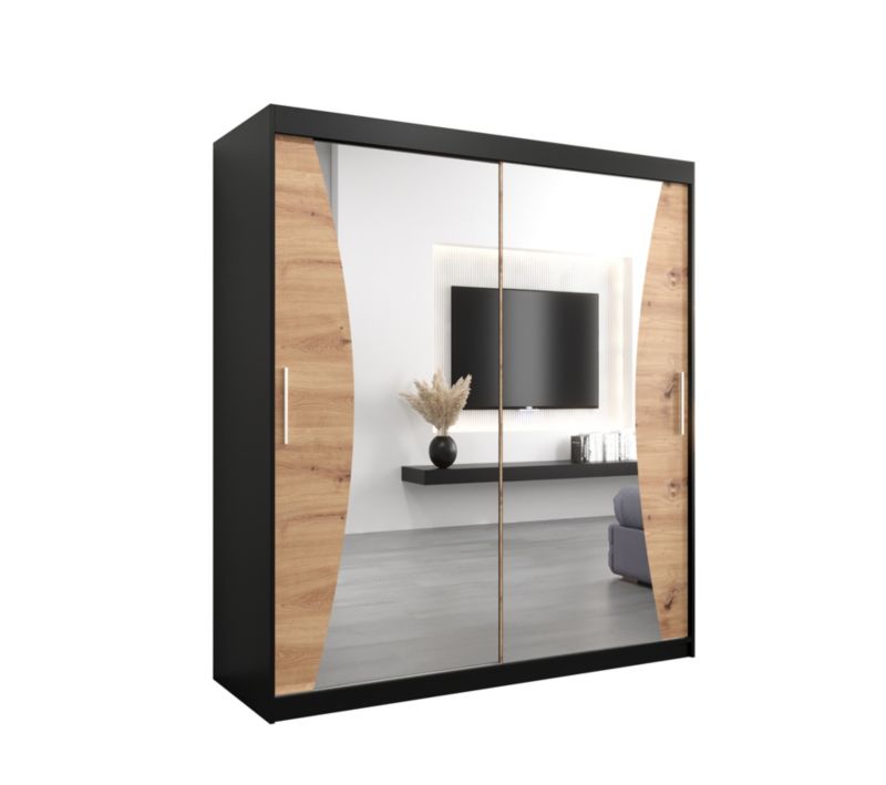 Szafa przesuwna Garderoba Abiks MONACO 180 czarny mat + dąb artisan 1 szt.