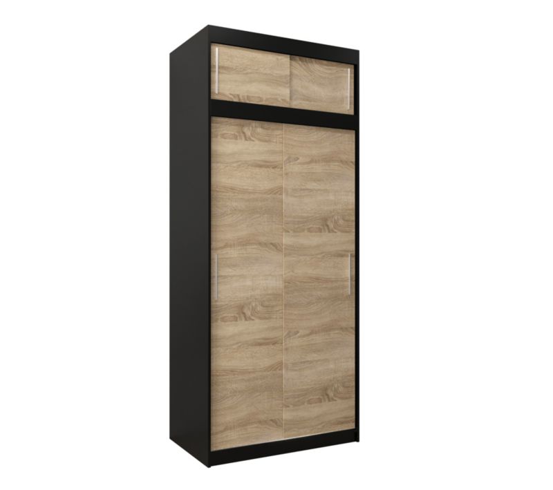Szafa przesuwna Garderoba Abiks Tokyo 100 czarny + sonoma z nadstawką 1 szt.