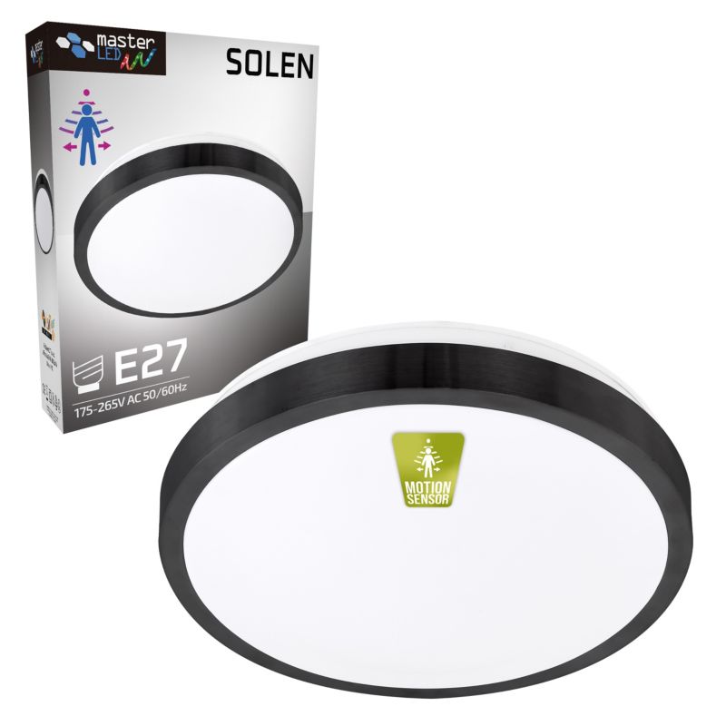 Plafon MasterLED 2xE27 z czujnikiem ruchu DIP Mleczny klosz 1 szt.