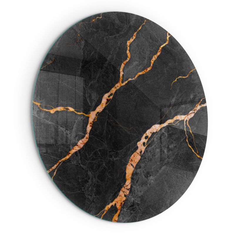 Podkładka Szklana Wallfluent fi100 cm Okrągła Ochrona Podłogi przed Iskrą Elegancki marmur z żyłkami 1 szt.