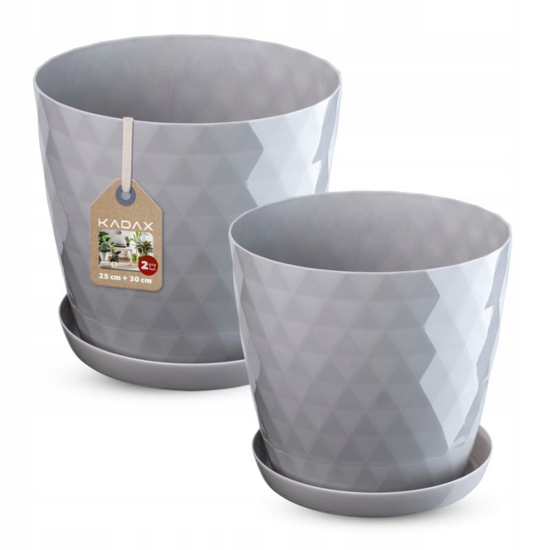 Doniczka KADAX + Podstawka szara Zestaw 25+30cm 1 szt.