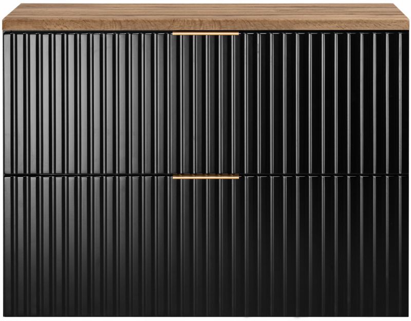 Szafka łazienkowa Furnidea 80 cm wisząca z blatem dąb Wotan black Flow 1 szt.