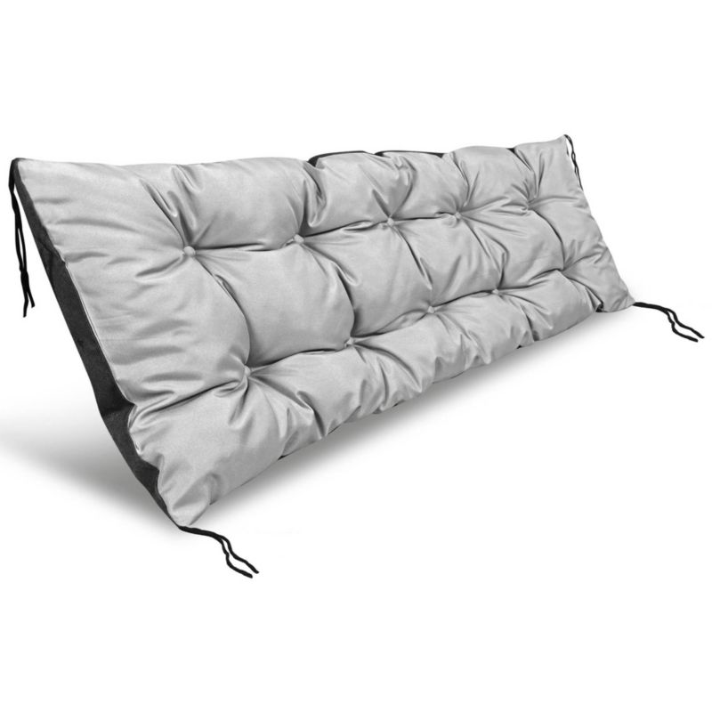 Poduszka Na Meble EDANTI Z Palet Ławkę Wodoodporna z Troczkami Ogród Jasno-Szara 120x40cm 1 szt.