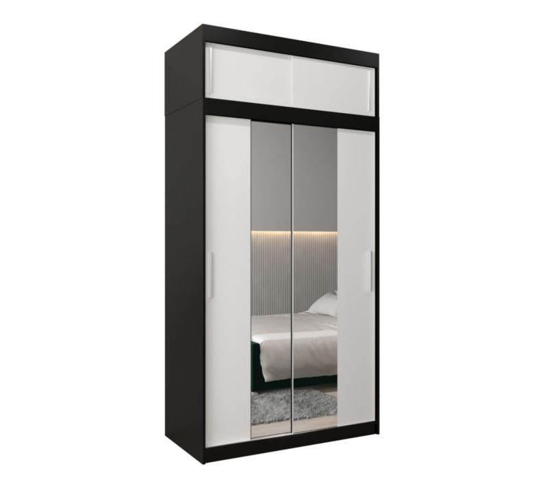 Szafa przesuwna Garderoba Abiks Tokyo 1 120 czarny + biały z nadstawką 1 szt.