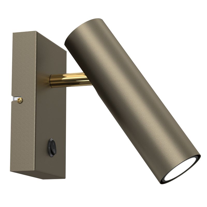 Kinkiet ścienny Luminex Axion tytanowy złoto-złoty połysk z włącznikiem 1 x GU10 x 8W IP20 wym: 16 x 10 x 24 cm - 1 szt.