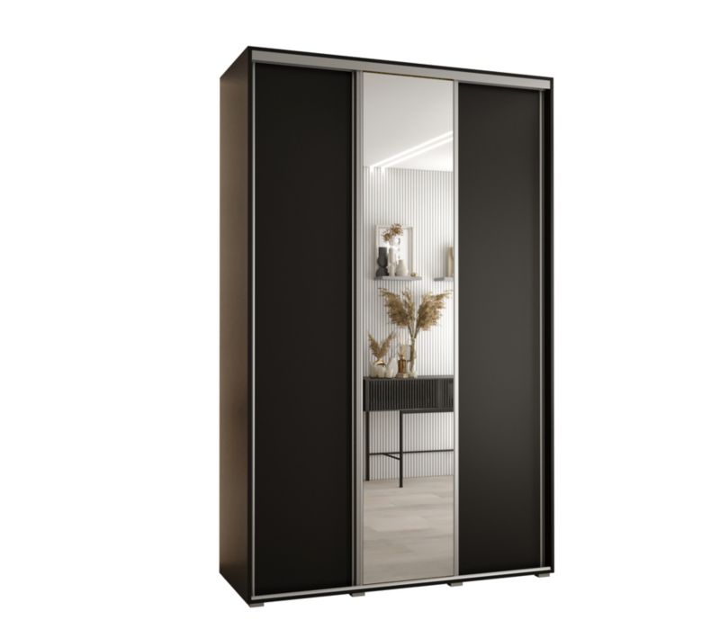 Szafa przesuwna Abiks DAVOS 3 wysoka szer.150cm gł.60cm czarny/czarny/srebrny 1szt.