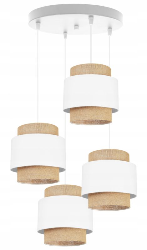 Lampa sufitowa wisząca Light Home LH Boho Juta 4x E27 60W okrągły biały 1szt.