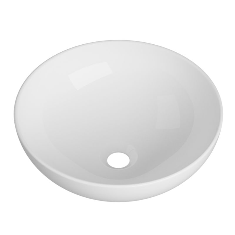 Umywalka Nablatowa Łazienkowa Granitan Alba 40,5cm Okrągła Ceramiczna Biała 1szt.