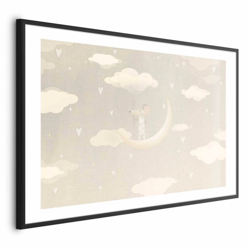 Plakat Artgeist Myszka na księżycu 42x29,7 cm z ramą czarną 1 szt
