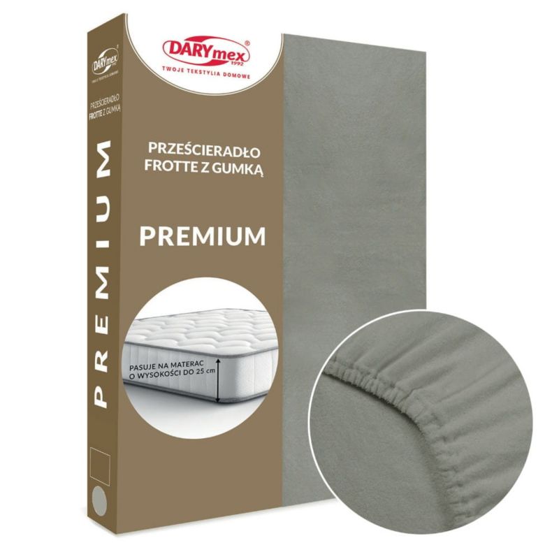 Prześcieradło frotte z gumką Darymex 90x200 kolor szary PREMIUM 1 szt.