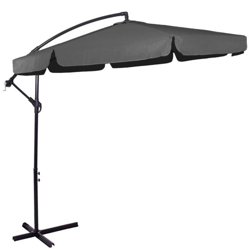 Parasol tarasowy z regulacją kąta nachylenia Springos 350 cm na wysięgniku do ogrodu, na balkon, grafitowy 1 szt.