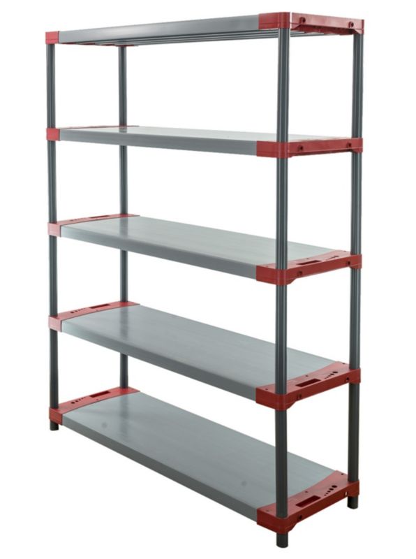 Regał plastikowy MODO24 czerwony wzmocniony do piwnicy 180x130x46 cm eco 1 szt.