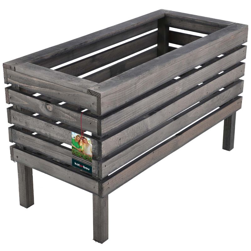 Skrzynka ogrodowa KOTARBAU drewniana stojąca szara 64 cm 1 szt.