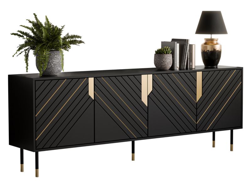 Komoda MIRJAN 24 Mountain 200 4D czarny/złoty 1 szt.